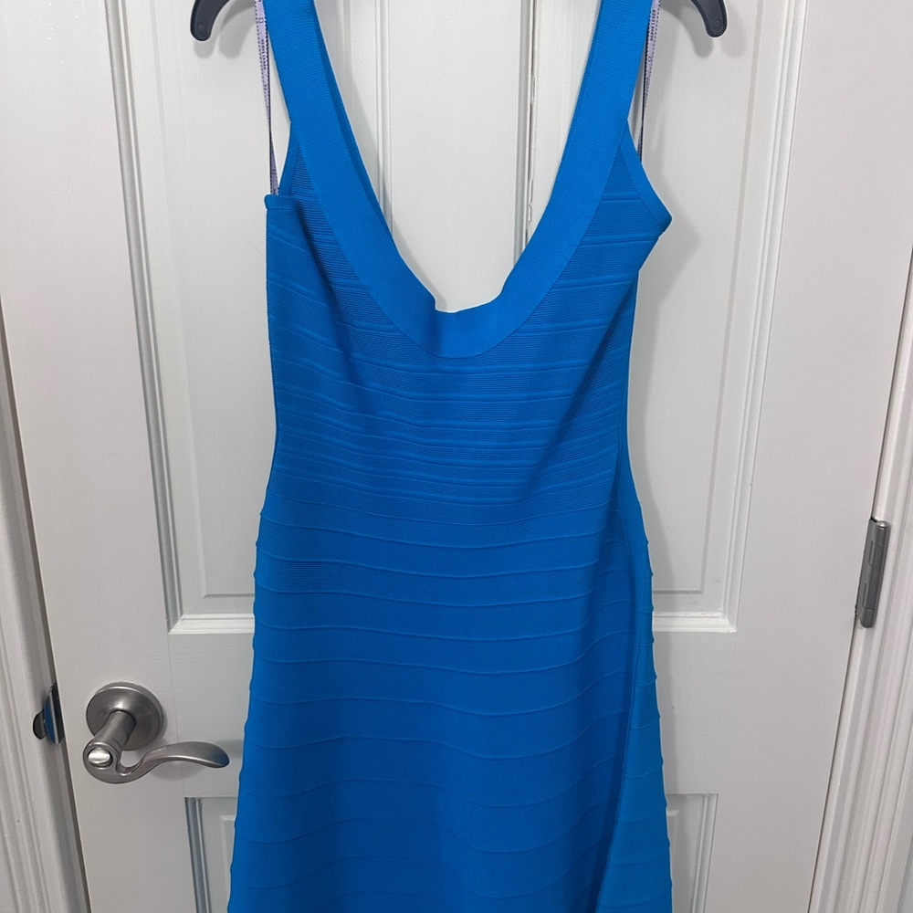 Herve Leger Vibrant Blue Backless Dress